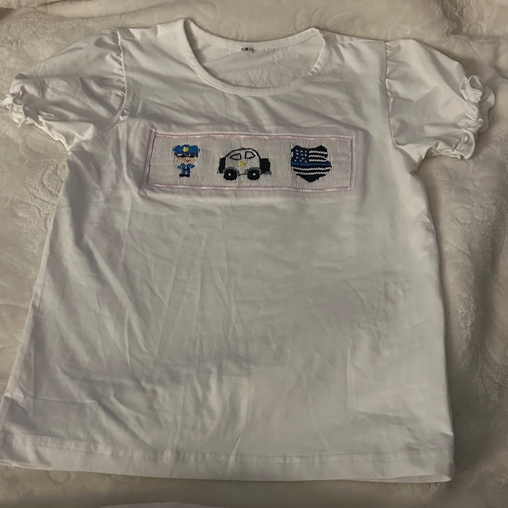 Smocked Police Back the Blue T-shirt Sz 6